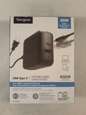 Targus 65W USB Type-C & USB-A Laptop Wall Charger APA104BT - Image 1 of 3