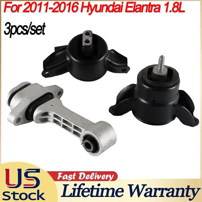 3pcs Engine Motor & Trans Mount Set For 2011-2016 Hyundai Elantra 1.8L Automatic Foto 1 de 4