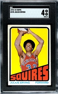 1972-73 Topps JULIUS ERVING ROOKIE Squires DR J #195 SGC 4 VG/EX Condition - Picture 1 of 2
