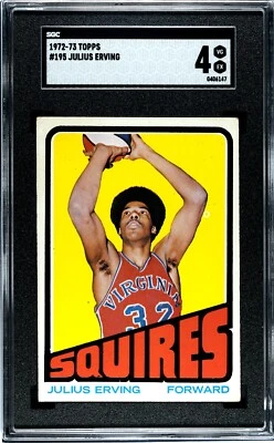 1972-73 Topps JULIUS ERVING ROOKIE Squires DR J #195 SGC 4 VG/EX Condition - Image 1 of 2