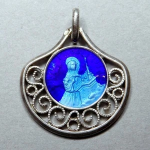 Saint Rita of Cascia. Lost Causes. Antique Enamel Pendant. Silver Openwork Medal - Picture 1 of 5