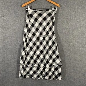 DISSH Skirt Womens 8 Black White Maxi Linen Gingham Coastal Ruffles Flowy Ladies - Picture 1 of 12