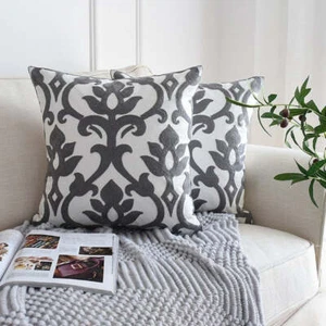 1 Piece Embroidered Geometric Cushion Cover - Picture 1 of 8