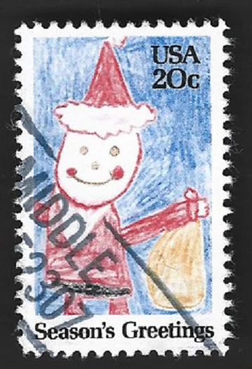 Scott#2108 20c Christmas with MIDDLE AMANA IA. 52307 Box cancel - (A-1) - Image 1 of 2