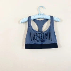 Victoria's Secret Women’s The Player Gray Black Spell Out Sports Bra Size Medium - Picture 1 of 5