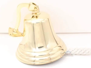 Solid Brass Wall Mounted Ship Hanging Bell for Reception, School, Outdoor,Indoor - Picture 1 of 6