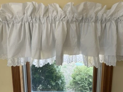 Vintage Springmaid Blouson White W/Eyelet Lace  Valance 88”X17” Springs Ind - Image 1 of 4