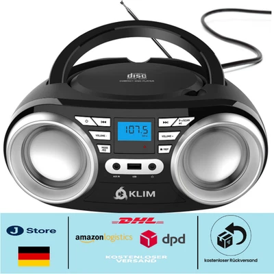 Bluetooth Boombox mit CD-Player | FM-Radio | Kompakt und Leicht - Bild 1 von 4