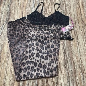 Pigiama Paris Hilton set 2 pezzi grande stampa leopardata maglia cami top e pantaloni pizzo  - Foto 1 di 5