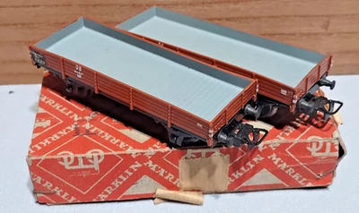 2 VINTAGE MARKLIN 304 LOW SIDE OPEN GONDOLA 1950'S 3 RAIL HO - Image 1 of 4