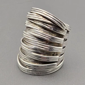 VTG Ilaria Sterling Silver Bold Wide Band Ring Size 6 Textured Overlapping Peru - Picture 1 of 11