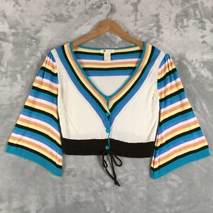 TULLE Anthropologie Cropped Cardigan Sweater Women’s S Multicolor Buttons V Neck - Picture 1 of 7