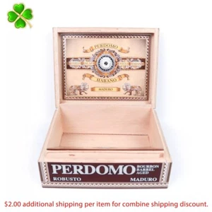 Perdomo Robusto Maduro Habano Empty Wood Cigar Box 7.75" x 6" x 3" - Picture 1 of 12