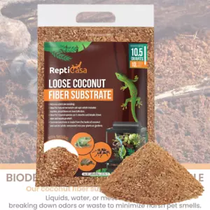 10.5 Quarts Bag ReptiCasa Loose Coconut Substrate Husk Fibers Clean Natural Husk - Picture 1 of 8
