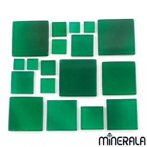 NATURAL GREEN ONYX AGATE SQUARE FLAT TOP LOOSE GEMSTONE VARIOUS SIZES WP02711 - Picture 1 of 11