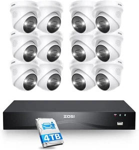 ZOSI 4K Kit Cámaras de Vigilancia PoE Exterior, 12x CCTV Cámara con 16CH 4TB NVR - Imagen 1 de 9