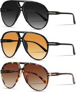Oversized Retro Aviator Sunglasses – 70s Vintage Style, Large Trendy Frame - Picture 1 of 6
