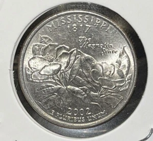 Error Coin🔥Broad Strike 🔥Broken Collar🔥2002 Mississippi Quarter Off Center - Picture 1 of 4