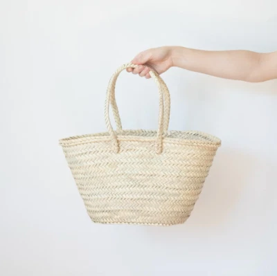 NEW! Straw Market Basket French Country Style Tote Hand-Woven Large Handles - Image 1 of 3