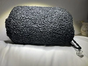 Vintage Black Curly Wool Muff Handwarmer ~ Satin Lining Zippered Pocket ~ Dangle - Picture 1 of 13