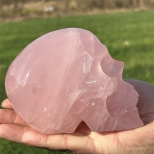 1.08kg Natural Rose Quartz Carved Skull Quartz Crystal Skull Decor Reiki Gift - Picture 1 of 12