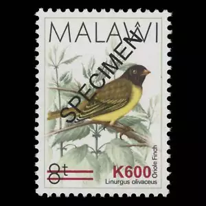 Malawi 2018 (MNH) K600/8t Oriole Finch with SPECIMEN overprint - Picture 1 of 1