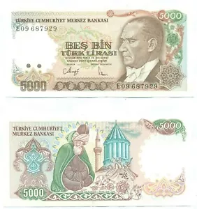 TURKEY NOTE 5000 LIRA L. 1970 (1985) P 197 UNC - Picture 1 of 1