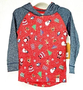 Free Planet Hooded Shirt with Christmas Graphics Girls M 5 Long Sleeve Red Blue - Picture 1 of 9
