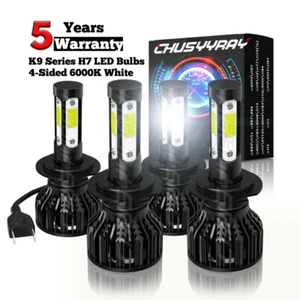 For Mercedes-Benz C250 C300 C350 4x Combo H7 Headlight High Low Beam LED Bulbs - Picture 1 of 14