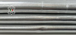 METALLIC SILVER Soft Italian Lambskin Sheep Lamb Leather hides 4+sqf 0.8mm C4346 - Picture 1 of 7