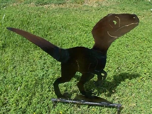 Baby Raptor Velociraptor Metal Garden Art Dinosaur Handmade Steel Cute Dominion - Picture 1 of 10