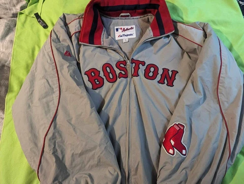 MAJESTIC MLB BOSTON RED SOCKS Full Zip Fleece Lined Bomber Jacket Men XL RARE Cover