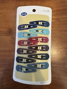 VTG Y2K New Metal Contour Snap Barrettes HAIR CLIPS Epoxy Solid Colors Goody - Imagen 1 de 3