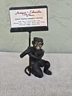 ~Awesome~ Cast Iron 7 1/2" Monkey Bell Hop Business Card Holder