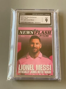 2023 Leaf News Flash LIONEL MESSI 1st 07/15 Inter Miami MLS Graded CGC 9 Mint SP - Picture 1 of 5