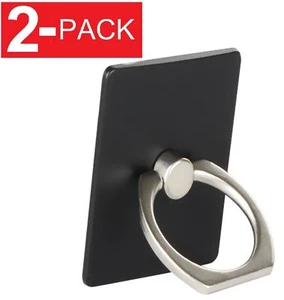 2 PACK: Universal 360 Rotating Finger Ring Stand Holder For Cell Phone- BLACK - Picture 1 of 4