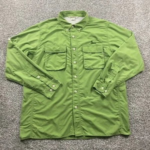 Exofficio Shirt Men Large Green Button Roll Tab Vented Nylon Hiking Fishing LS - Picture 1 of 17
