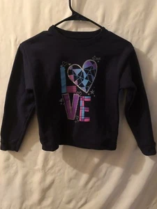 Girl's Hanes Navy Blue Pull-over Sweat Shirt W/Design on the Front Size M - Picture 1 of 5