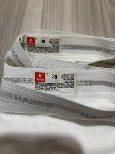 Vintage 1990s Hanes Men's White Briefs Size 38 Cotton NOS 2 Pack USA Made - Picture 1 of 4