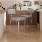 27" Upholstered Bar Stools Set of 4 Fabric Kitchen Barstools with Metal Leg