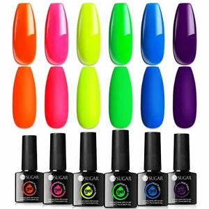 UV Nagellack Neon 6 Farben Blau Rot Gelb, Shellac Set Gelnägel Set, UR SUGAR - Bild 1 von 4