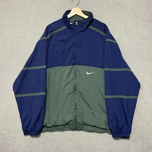 Chaqueta cortavientos Nike vintage años 90 para hombre XL calce suelto azul verde nailon cremallera completa - Imagen 1 de 9