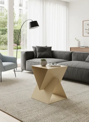 Modern white Geometric Side Table – Luxury Designer Coffee Table for Living Room - Image 1 of 4