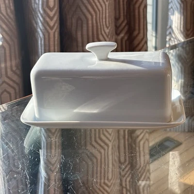 Madison Home Essentials White Half Pound Butter Dish 8”x 3.5”x 4” - Image 1 of 4
