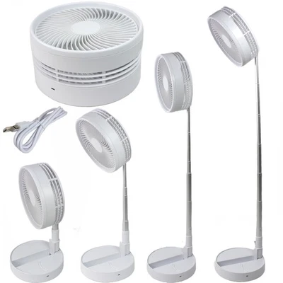 Akku Teleskop Ventilator Tischventilator Lüfter 3 stufig leise USB Alu ABS weiß - Bild 1 von 4