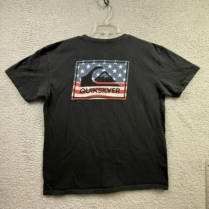 Camisa Quiksilver Para Hombres XL EE. UU. Surf Estrellas Rayas Negra Calce Regular Patinador Playa - Imagen 1 de 11