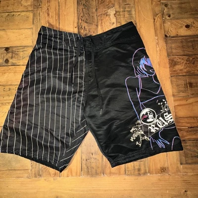 RUSTY Mens (A17) Board Swim Shorts Size 32 Bikini Top Girl Skull Striped - Image 1 of 4