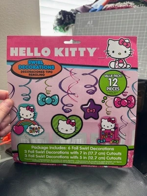 Hello Kitty 12ct. Colgante Remolino Decoraciones Fiesta Suministro ¡¡Nuevo!!! Foto 1 de 2