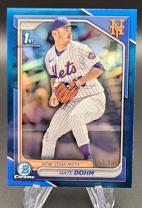 Nate Dohm 2024 Bowman Draft #BDC101 cromo primer refractor azul verdadero #'d/150 METS - Imagen 1 de 2