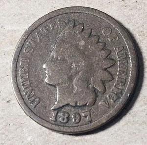Penny centesimo testa di indiano 1897-P 1C, moneta antica, spedizione gratuita - Foto 1 di 2